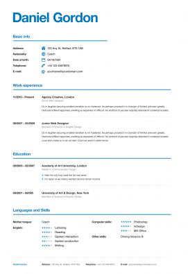 Resume template for Private educator, tutor